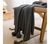 Manta de DOT tendido Grueso para Sofá, Cama, Ligera, rústica, decorative, coogedora, estil Granja, para Mujeres y hambres, color Gris