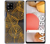 Tumundosmartphone Funda Gel Transparente para Samsung Galaxy A42 5G diseño Hojas Dibujos