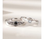 Luxury Shiny Zircon Angel Demon Couple Rings for Women Men Romantic Wings Crystal Adjustable Ring Wedding Valentine's Day Gifts