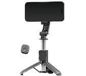 Poste selfie con luz de relleno, retrácthil poste selfie con mando a distancia desmontable y soporte para teléfono, trípode de viaje portátil con rotación de 360 °, compatible con iPhone, Samsung y GoPro.