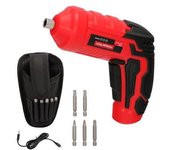 Wolfpack Atornillador 4V con LED, Funda, 5 Destornilladores, Batería USB Recargable