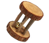 Cute Rabbit Roller Toys Natural Wooden Pine Dumbells Unicycle Bell Chew Toys for Guinea Pigs Rat Small Pet Molars Supplies New