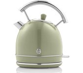 SWAN SK14630GNEU Retro Hervidor Agua Eléctrico, 1,8 L, Resistencia Oculta Acero Inoxidable, sin BPA, Inalámbrico, 3000W, Verde