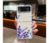 Blue Flowers Soft TPU Phone Case For Samsung Galaxy Z Flip 6 5 4 3 5G Leather Texture Folding Cover For Samsung Z Flip4 Flip6