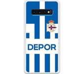 Funda original compatible con Samsung Galaxy S10 Plus - RC Deportivo camiseta rayas blanquiazul