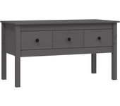vidaXL Mesa de centro madera maciza de pino 102x49x55 cm Natural, Blanco, Gris Mesita de Salón o Comedor o Auxiliar Mesa de Café Meuble Salón