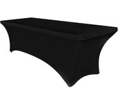 Funda de mesa de licra elástica para mesas plegables estándar - Protector de mantel rectangular universal para bodas, banquetes y fiestas, color negro
