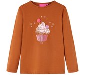 Camiseta infantil de manga larga 104 en color Rosa claro/Coñac