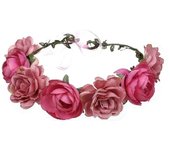 Flower Crown Floral Wreath Headband Garland Headband for Wedding Festival Party Vacation Photography Props Adjustable