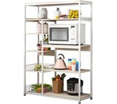 Meyvaser Estantería de Cocina para Microondas 7 Estantes Madera Blanca 80x30x142cm