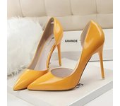 Women Party 7.5cm 10.5cm High Heels Office Patent Leather Pumps Lady Stiletto Low Heels Scarpins Cutout Elegant Orange Red Shoes