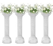 Juego de 4 pilares de columna romana para boda, columnas decorativas elegantes para eventos de boda, pilares romanos de 34,65 "/ 88 cm de alto, columnas decorativas para macetas de fiesta de boda, soporte de pedestal para boda, fiesta, blanco (4 piezas)