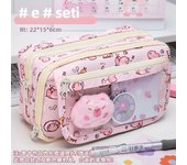 Cartoon Pink Capybara Pencil Storage Bag Kawaii Pencil Box Large Capacity Pencil Case School Stationery Case Makeup Bag Kid Gift