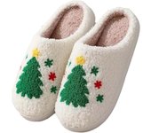 ZAPATILLAS DE NAVIDAD PARA MUJER - Zapatillas de casa para interiores mullidas, acogedoras y cálidas - Bonitas zapatillas con forma de árbol de Navidad para mujer