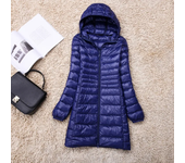 Plus Size White Duck Down Jacket Light-weight Down Jacket Women Inner Cloth Coat Ladies Long Winter Hat Hooded Femal