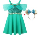 Summer Casual Girls Princess Mermaid Jasmine Elsa Anna Dress for Kids Cotton Clothes Isabella Mirabel Rapunzel Clothing