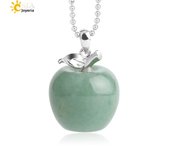 CSJA Apple Natural Stone Crystal Pendant Charms Tige Amethysts Pendants Rose Quartz Necklaces for Female Women Chrismtas G046