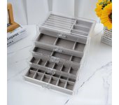 1pcs Acrylic Five Layer Drawer Storage Box Transparent Multi Grid Earring Jewelry Box Household Lined Velvet Jewelry Box