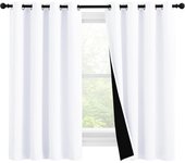 Cortinas Opacas 57 Pulgadas de Largo - Doble Cubierta - Tratamiento de Ventana - Aislamiento Térmico - Cortinas Forradas para Ventana Pequeña (Blanco, 1 Par, 55 Pulgadas Ancho)