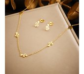 DIEYURO 316L Stainless Steel Tree of Life Turquoise Golden Necklace Earrings For Womens 2024 New Party Gift Fashion Jewelry Set