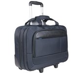 Mobilis Trolley Maletín con Ruedas para Ordenador Portátil 17", Material Impermeable, Azul Marino/Negro