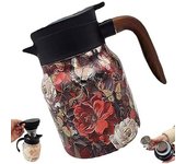 Raidley Vintage Floral Pattern Tea Thermos - Infusor incorporado, Tetera Doresty Thermos, Jarra térmica de acero inoxidable con tapa para bebidas calientes, Tetera aislada desmontable 1000 ml (C)