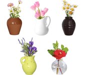 Mini jarrones de cerámica magnéticos para nevera, floreros magnéticos (2025), bonitos mini imanes de cerámica para nevera, floreros 3D, divertidos accesorios para nevera, decoración de oficina y cocina (8 unidades)