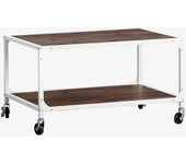 ORION91 MESA DE CENTRO EN ACERO Y MDF CON RUEDAS 80x55x45cm Color Blanco - SpazioLuzio