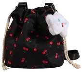 Fashion Bucket Bag for Women Girl Shoulder Bag Drawstring Crossbody Bag Female Beach Bag Cherries Pattern Messenger Bag