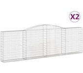vidaXL Cestas de gaviones 2 uds forma de arco hierro Dimensiones 400 x 30 x 60/80 cm,  400 x 30 x 120/140 cm,  400 x 30 x 160/180 cm y mas
