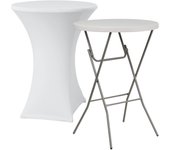Set Mesa Plegable Redonda Alta y Funda Protectora 80x110cm Catering 7house