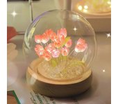 Artificial Flowers Tulip Eternal Rose Wedding Decor Handmade DIY LED Light Foil Glass Dome Preserved Flower Mother's Day Gifts