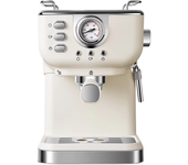 Máquina de café (BLANCO)Espresso de Maple inoxidable, vaporizador de leche, 2 en 1 Varita de vapor, 1050W, semiautomática, 20 Bar