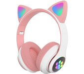 Auriculares inalámtricos con orejas de Gato y Micrófono para niños, audífonos Estéreo de Música de graves Hifi, lámpara RGB LED Flash, auriculares Bluetooth, Regalos de cumpleaños para Niñas