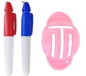 Golf Ball Line Marker Tool 1 Golf Ball Marking Stencil and 2 Colors Golf Ball Markers Golf Ball Alignment and Identification Tool
