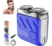 Afeitadora de barba mini y portátil con diseño de maleta, afeitadora mini y portátil con cortador magnético de doble anillo, afeitadora eléctrica para equipaje R-12, afeitadora eléctrica mini para hombre (negra)