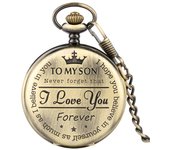 " I LOVE YOU FOREVER" Vintage Commemorative Bronze Pocket Watch Exquisite Pendant Watches with Chain Gift