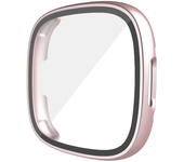Screen Protector for Fitbit Versa 4/Sense 2 Hard PC Bumpe Protective HD Tempered Glass Case All-Around Full Cover Bumper Shell
