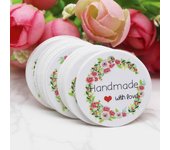 100Pcs Handmade with love /Thank You Flower DIY White Tags Wedding candy Gift Wrapping Paper Hang Paper Tags cookies Supplies