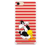 Funda original compatible con iPhone 7 o IPhone 8 o SE 2020 con un diseño de Sylvestre y Piolin Franjas Rojas