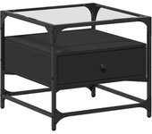 vidaXL Mesa de centro superficie de vidrio acero 50x50x45 cm Negro, Roble Sonoma, Roble ahumado Mesita de Salón o Comedor o Auxiliar Mesa de Café Meuble Salón