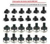 20PCS 6X6 PCB Tactile Mini Push Button Switch SMD DIP 4pin Micro Switch 6*6*4.3/5/6/7/8 Mm 6x6*4.3mm 5mm 6mm 7mm 8mm Waterproof