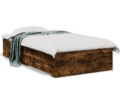 vidaXL Cama con cajones madera de ingeniería roble ahumado 90x190 cm