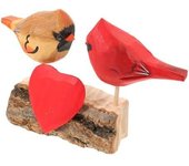 Adorno del Día de San Valentín Estatua de Pájaros del Día de San Valentín Decoración de Boda Romántica Estatua de Pájaro Abstracto Figuras de Cardenal de Navidad Estatua de Cardenal Romántica Estante Amantes de Madera