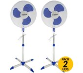 Pack de 2 ventiladores de pie Levante FS-40C Helios Home blanco/azul Ø40 cm