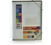 Office Box Carpeta A5 de 20 Fundas Ultra Cristal con Espiral de Apertura 360 y Bordes Reforzados