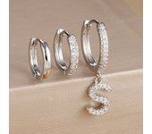 3PCS A-Z Letters Hoop Earrings Set For Women Fashion Stainless Steel Alphabet Huggie Cartilage Earring Piercing Jewelry Aretes