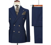 2 Piece Fashion Black Men Suits Set High Quality Formal Double Breasted Peak Lapel Suit Slim Fit Smart Wedding Casual Tuxedo