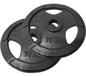 OZIO FITNESS 2 Discos de Pesas 10 kg 50 mm de 3 agarres Hierro Fitness