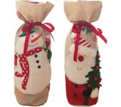 Bolsa de vino navideña, Bolsa de Done de arpillera con Cordón, fundas reutilizables para botellas de vino para Navidad, Bodas, cumpleaños (2 piezas)